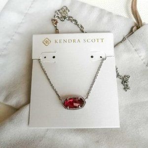 NWT Elisa Silver Necklace in Berry Red with Dust Bag
